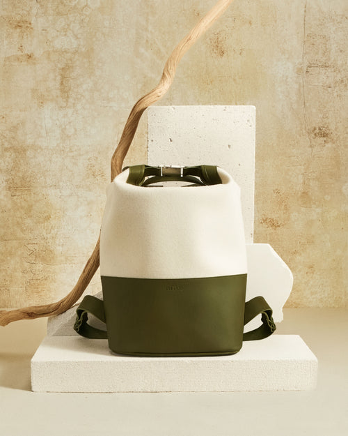 Sac à dos cuir & laine française Écru - Atelier Tuffery