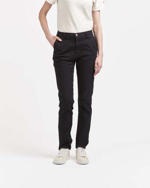 Chino femme ajusté taille haute Noir - Léonie - Atelier Tuffery