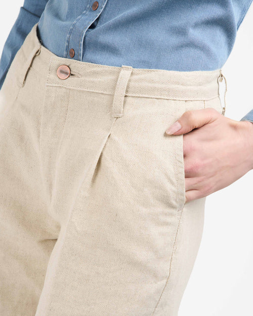 Pantalon femme large taille haute – Chanvre Naturel - Gabi - Atelier Tuffery